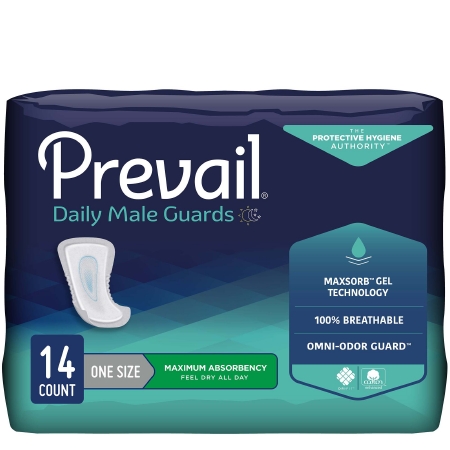 Bladder Control Pad Prevail® Daily Male Guards 12-1/2 Inch Length Heavy  Absorbency Polymer Core One Size Fits Most Adult Male Disposable 537655 –  PV-811 537655 – PV-811 - CoreMedSupply
