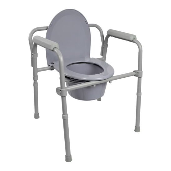 Folding Commode Chair McKesson Fixed Arm Steel Frame Back Bar 13-1/2 Inch Seat Width 1065228 - 146-11148-1 1065228 – 146-11148-1