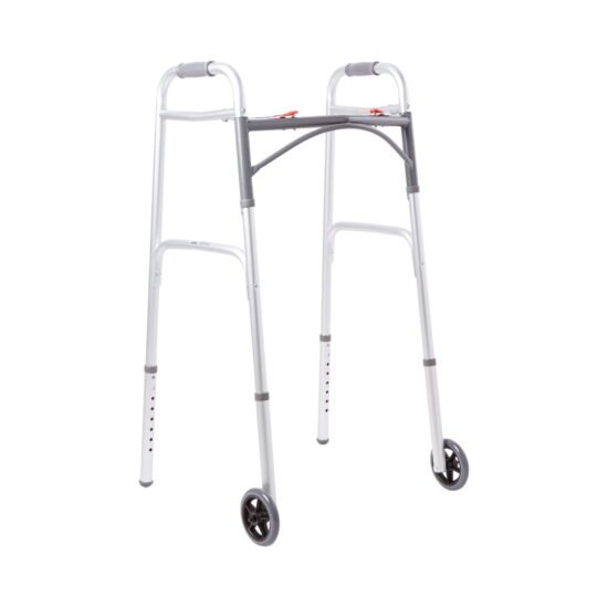 Folding Walker Adjustable Height McKesson Aluminum Frame 350 lbs. Weight Capacity 32 to 39 Inch Height 1076176 - 146-10210-1 1076176 – 146-10210-1