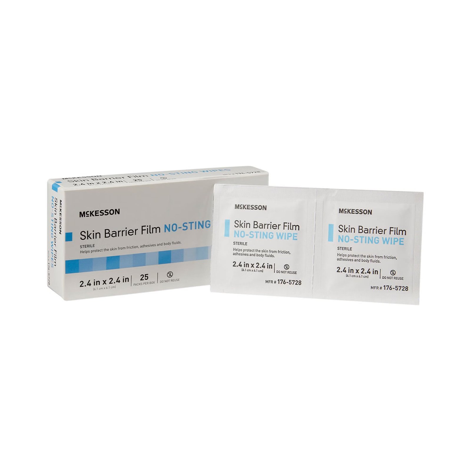 Skin Barrier Wipe McKesson No Sting 75 to 100% Strength Hexamethyldisiloxane Individual Packet Sterile 1088820 - 176-5728 1088820 – 176-5728