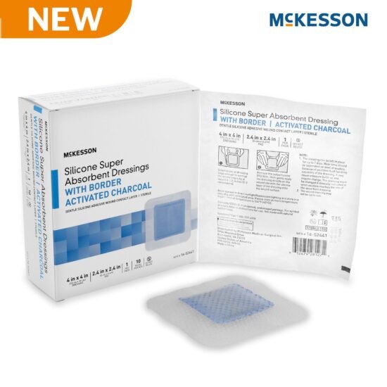 Super Absorbent Charcoal Dressing McKesson Square 4 X 4 Inch With Border Sterile 1287228 – 16-52441