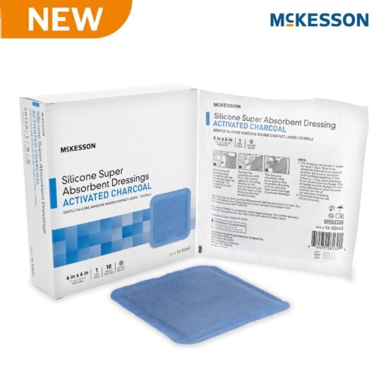 Super Absorbent Charcoal Dressing McKesson Square 6 X 6 Inch Without Border Sterile 1287229 – 16-52662