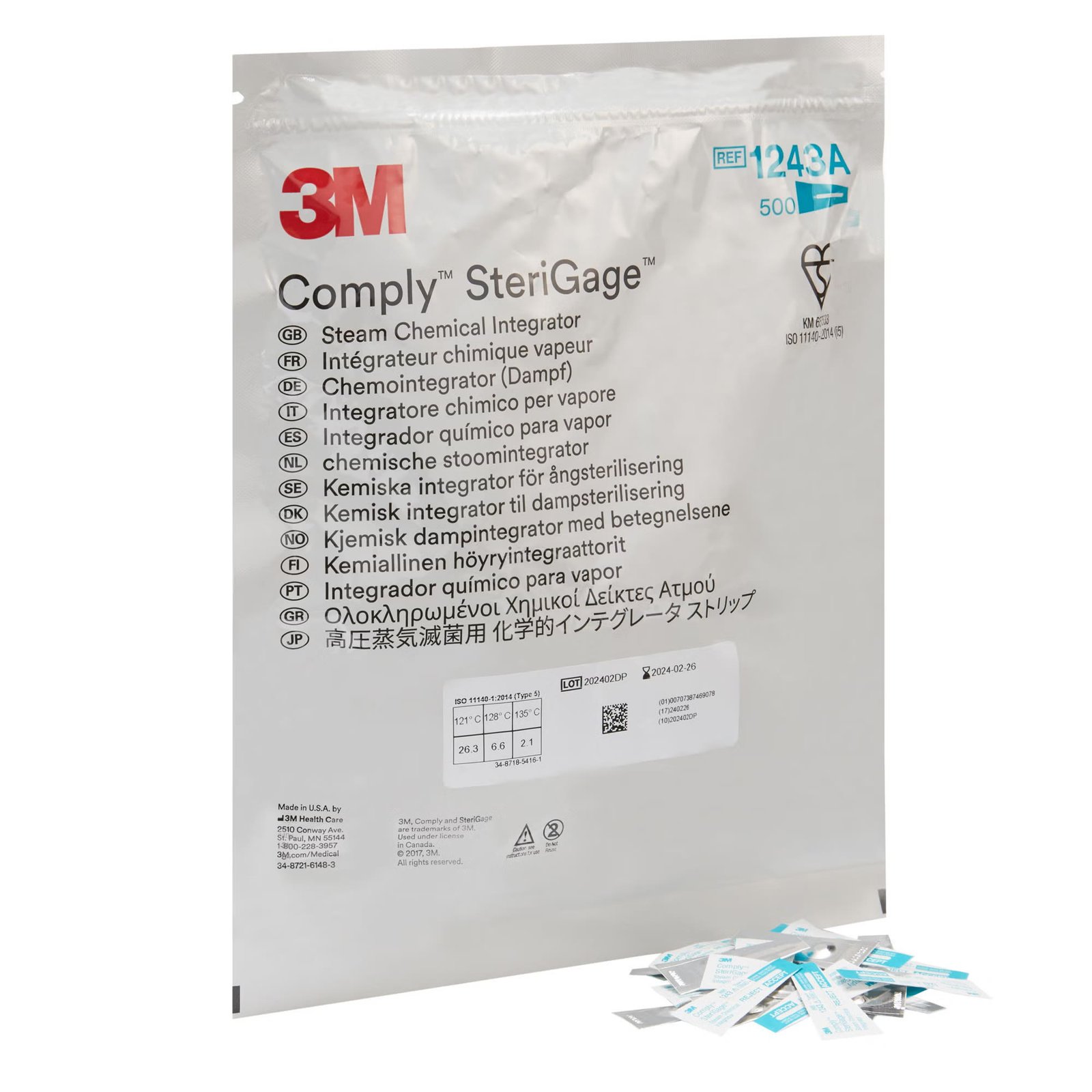 Comply™ SteriGage™ Sterilization Chemical Integrator Strip Steam 2 Inch 134499 - 1243A 134499 – 1243A