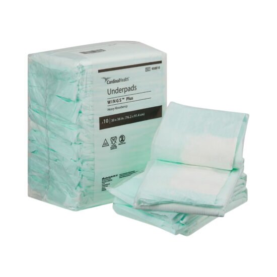 Underpad Wings™ Plus 30 X 36 Inch Disposable Fluff / Polymer Heavy Absorbency 188192 - 958B10 188192 – 958B10