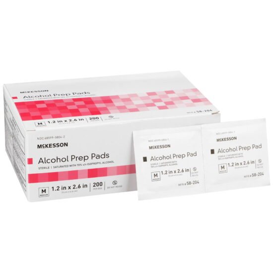 Alcohol Prep Pad McKesson 70% Strength Isopropyl Alcohol Individual Packet Medium Sterile 191089 - 58-204 191089 – 58-204