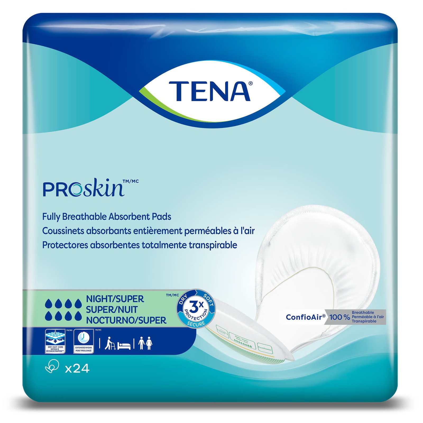 Incontinence LIner TENA® Night Super™ 27 Inch Length Heavy Absorbency Dry-Fast Core™ One Size Fits Most Adult Unisex Disposable 285956 - 62718 285956 – 62718