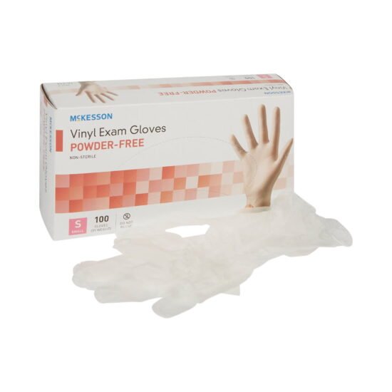 Exam Glove McKesson Small NonSterile Vinyl Standard Cuff Length Smooth Clear Not Chemo Approved 354438 - 14-114 354438 – 14-114