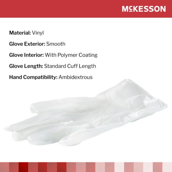 Exam Glove McKesson X-Large NonSterile Vinyl Standard Cuff Length Smooth Clear Not Chemo Approved 354441 - 14-120 354441 – 14-120