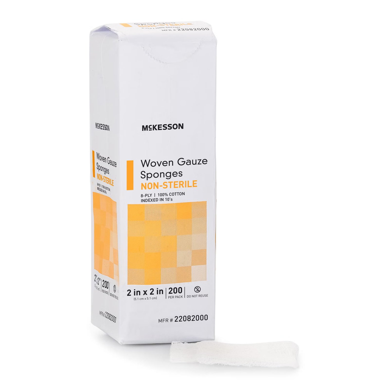 Gauze Sponge McKesson Cotton 8-Ply 2 X 2 Inch Square NonSterile 373772 - 22082000 373772 – 22082000
