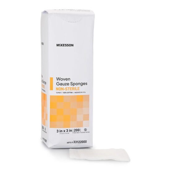 Gauze Sponge McKesson Cotton 12-Ply 3 X 3 Inch Square NonSterile 373776 - 33122000 373776 – 33122000