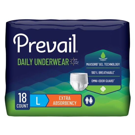 Unisex Adult Absorbent Underwear Prevail® Daily Underwear Pull On with Tear Away Seams Large Disposable Moderate Absorbency 402957 - PV-513 402957 – PV-513