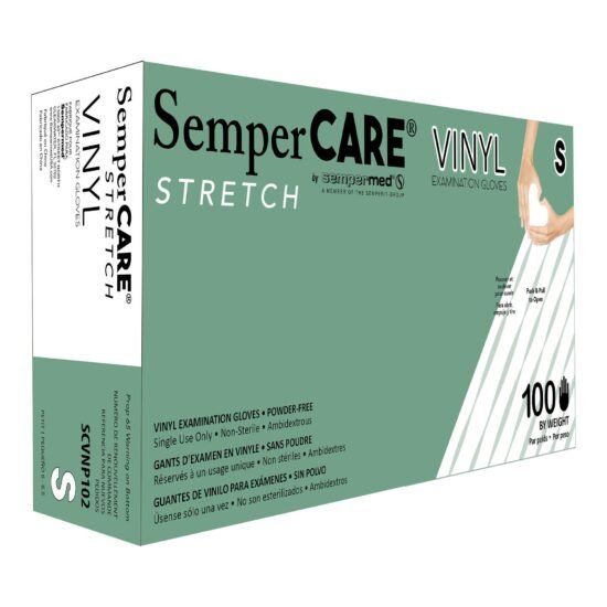 Exam Glove SemperCare® Vinyl Small 100 per Box NonSterile Stretch Vinyl Standard Cuff Length Smooth Ivory Not Rated @#$CUSTOM_DESCRIPTION$#@ 403579 – SCVNP102