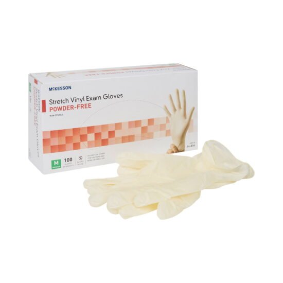 Exam Glove McKesson Medium NonSterile Stretch Vinyl Standard Cuff Length Smooth Ivory Not Chemo Approved 409743 - 14-816 409743 – 14-816