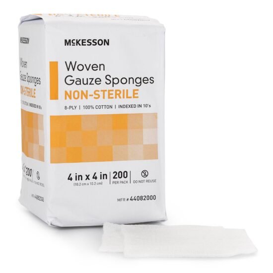 Gauze Sponge McKesson Cotton 8-Ply 4 X 4 Inch Square NonSterile 440028 - 44082000 440028 – 44082000