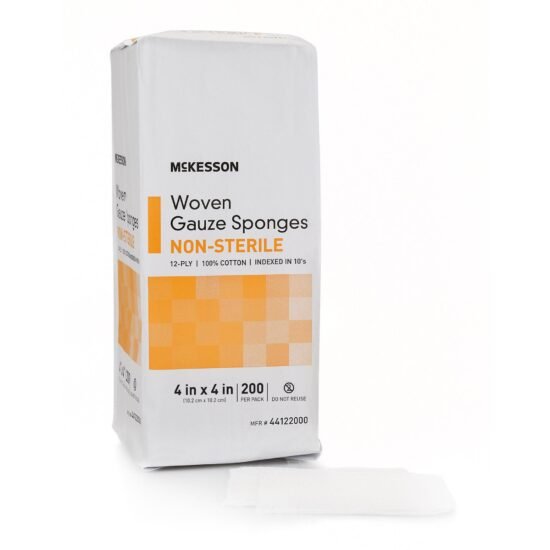 Gauze Sponge McKesson Cotton 12-Ply 4 X 4 Inch Square NonSterile 440343 - 44122000 440343 – 44122000