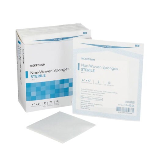 Nonwoven Sponge McKesson Polyester / Rayon 4-Ply 4 X 4 Inch Square Sterile 446033 - 16-4244 446033 – 16-4244