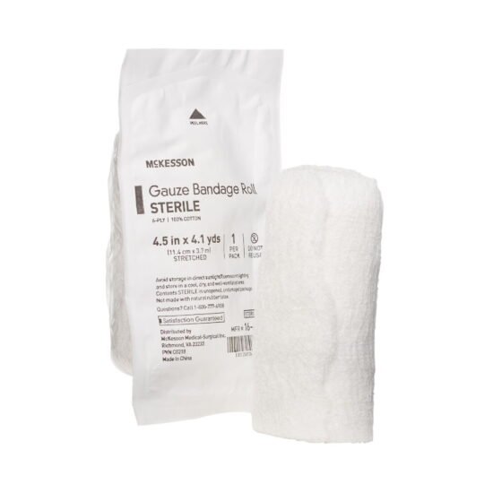 Fluff Bandage Roll McKesson Cotton 6-Ply 4-1/2 Inch X 4-1/10 Yard Roll Shape Sterile 446051 - 16-4264 446051 – 16-4264