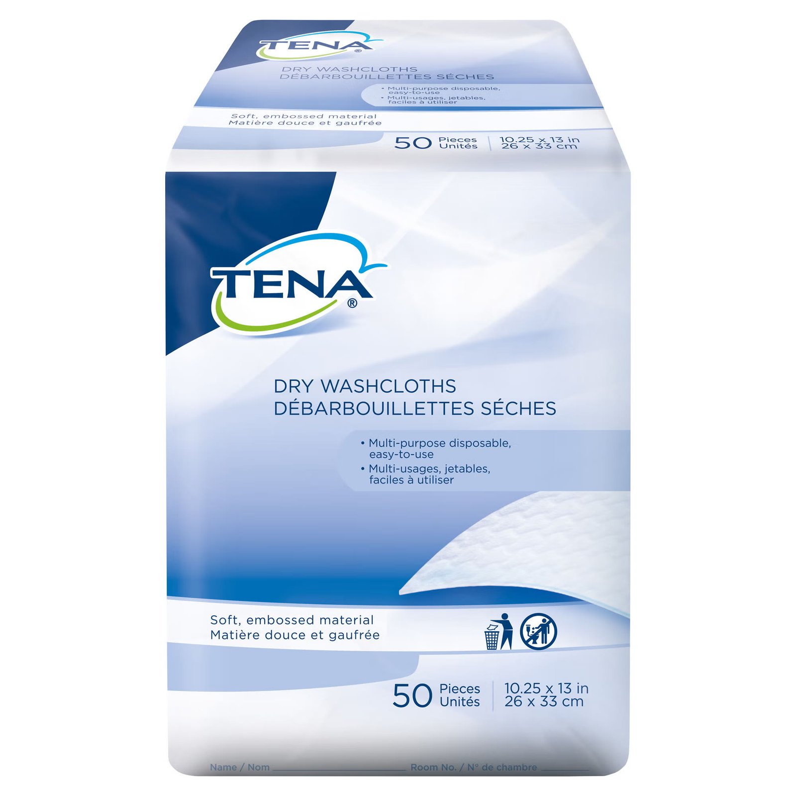 Washcloth TENA® Dry 10-1/4 X 13 Inch White Disposable 450345 - 74499 450345 – 74499