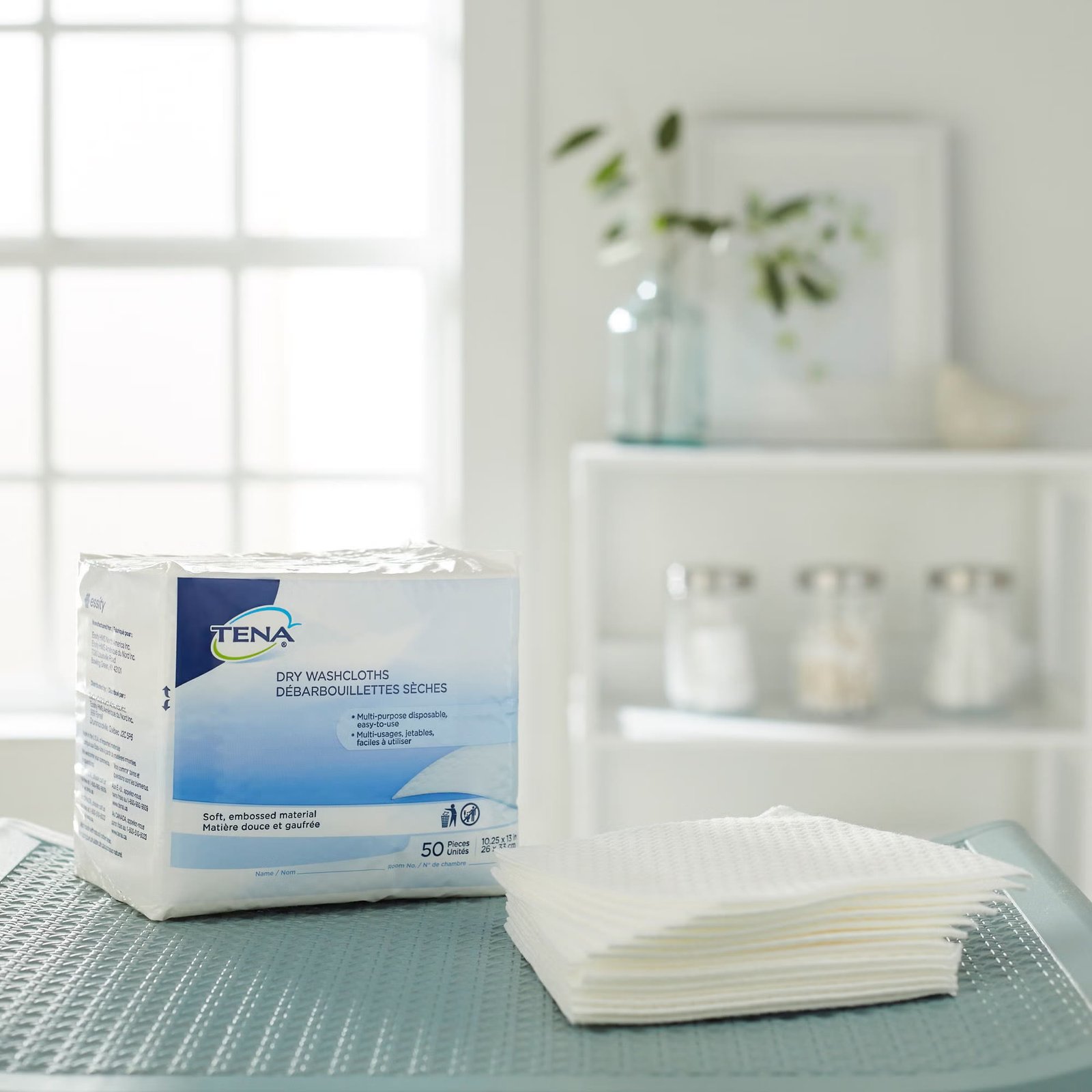 Washcloth TENA® Dry 10-1/4 X 13 Inch White Disposable 450345 - 74499 450345 – 74499 - Image 3