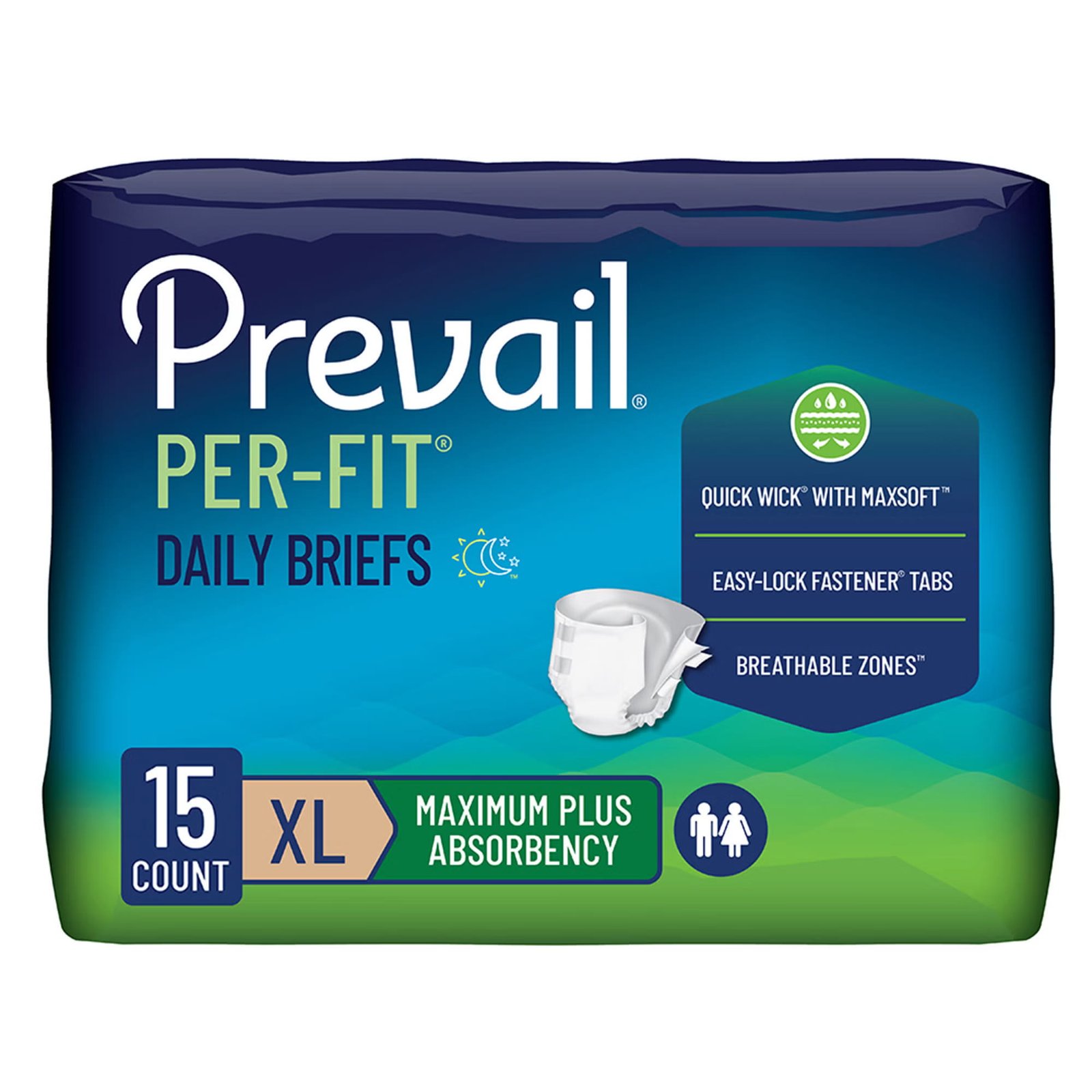 Unisex Adult Incontinence Brief Prevail® Per-Fit® X-Large Disposable Heavy Absorbency 456884 - PF-014/1 456884 – PF-014/1