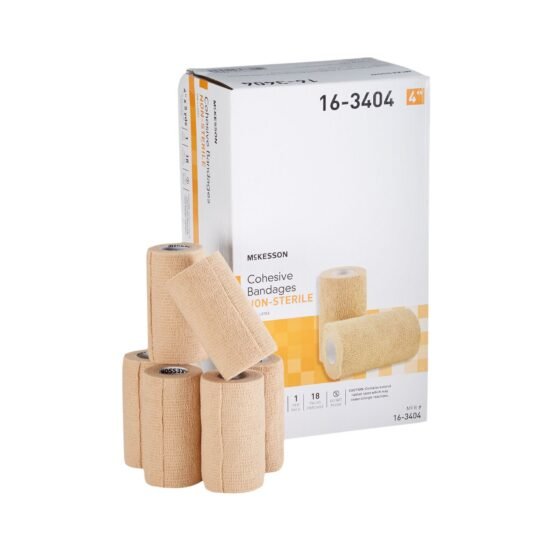 Cohesive Bandage McKesson 4 Inch X 5 Yard Standard Compression Self-adherent Closure Tan NonSterile 464154 - 16-3404 464154 – 16-3404