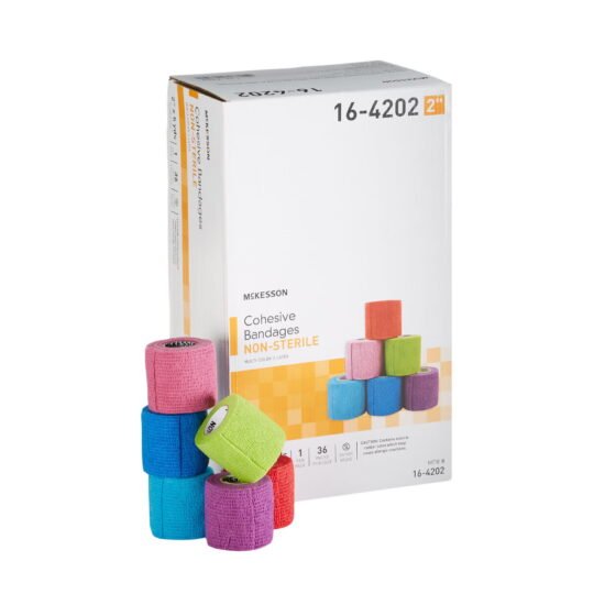 Cohesive Bandage McKesson 2 Inch X 5 Yard Standard Compression Self-adherent Closure Purple / Pink / Green / Light Blue / Royal Blue / Red NonSterile 464156 - 16-4202 464156 – 16-4202