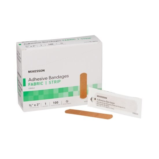 Adhesive Strip McKesson 3/4 X 3 Inch Fabric Rectangle Tan Sterile 466871 - 16-4813 466871 – 16-4813