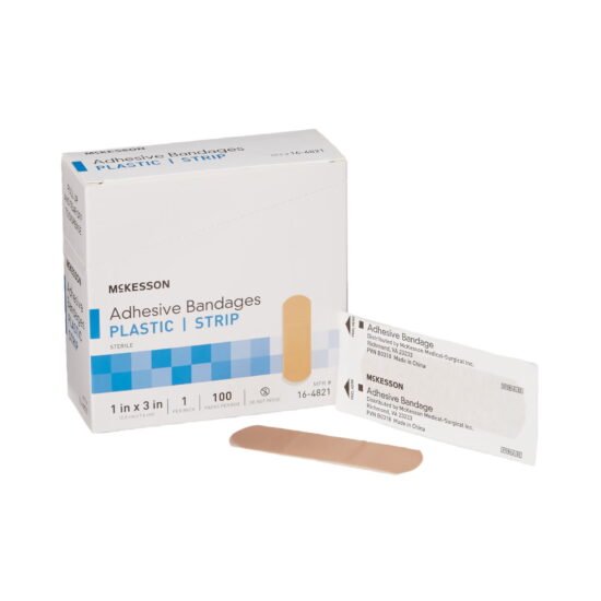 Adhesive Strip McKesson 1 X 3 Inch Plastic Rectangle Tan Sterile 466878 - 16-4821 466878 – 16-4821