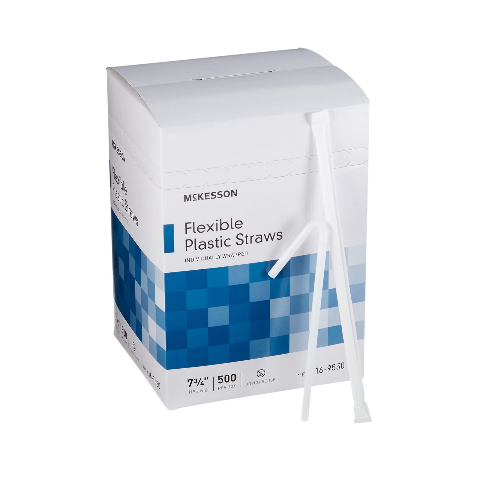 Flexible Drinking Straw McKesson 7-3/4 Inch White Individually Wrapped 485517 - 16-9550 485517 – 16-9550
