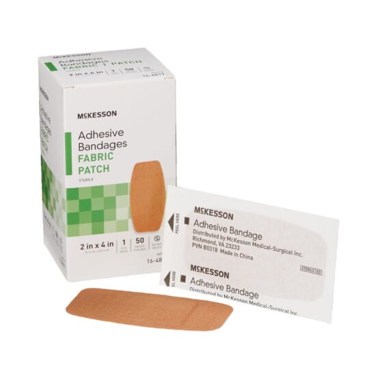 Adhesive Strip McKesson 2 X 4 Inch Fabric Rectangle Tan Sterile 514534 - 16-4817 514534 – 16-4817