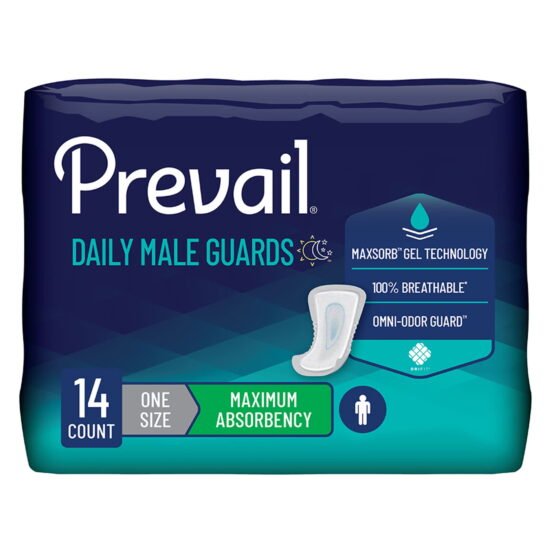 Bladder Control Pad Prevail® Daily Male Guards 12-1/2 Inch Length Heavy Absorbency Polymer Core One Size Fits Most Adult Male Disposable 537655 - PV-811 537655 – PV-811