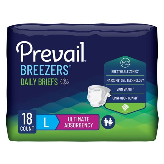 Unisex Adult Incontinence Brief Prevail® Breezers® Large Disposable Heavy Absorbency 554688 - PVB-013/2 554688 – PVB-013/2