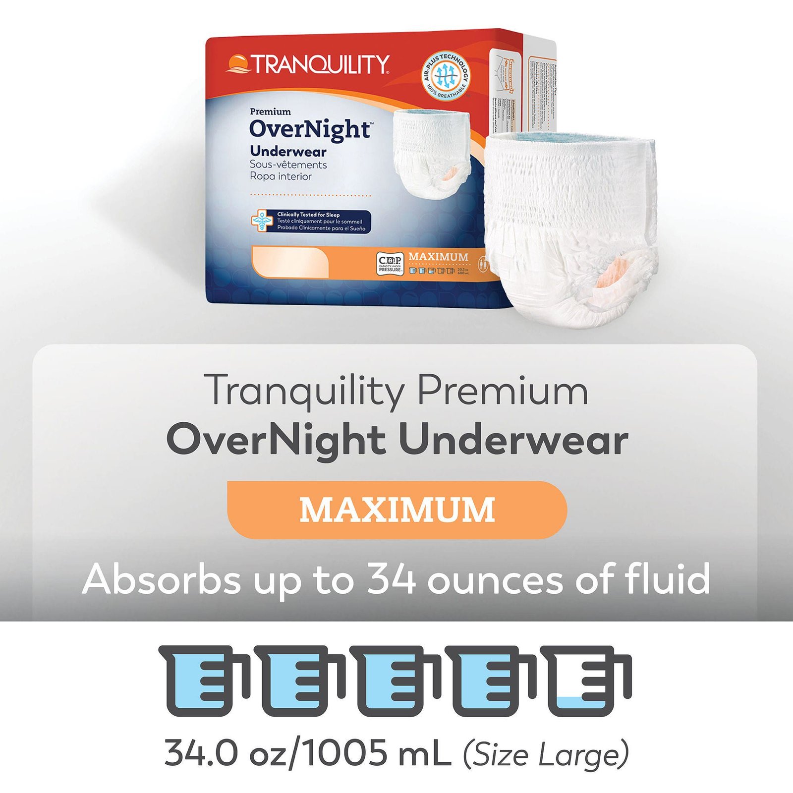 Unisex Adult Absorbent Underwear Tranquility® Premium OverNight™ Pull On with Tear Away Seams Medium Disposable Heavy Absorbency 665229 - 2115 665229 – 2115 - Image 2