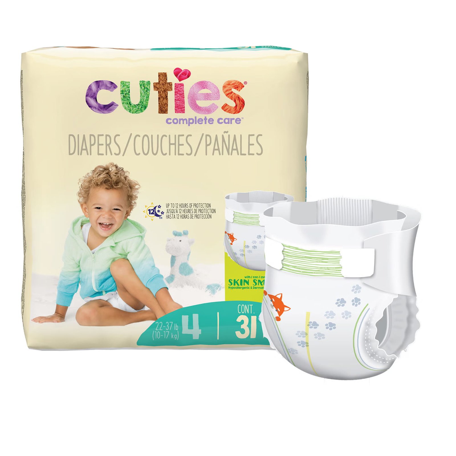 Unisex Baby Diaper Cuties® Size 4 Disposable Heavy Absorbency 699154 - CR4001 699154 – CR4001