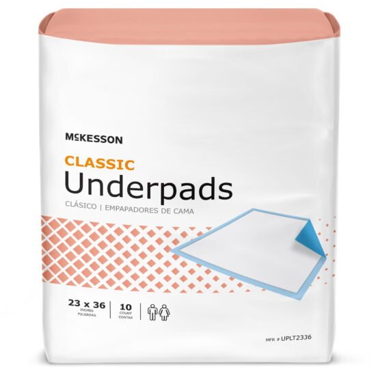 Underpad McKesson Classic Plus 23 X 36 Inch Disposable Fluff / Polymer Light Absorbency 724033 - UPLT2336 724033 – UPLT2336