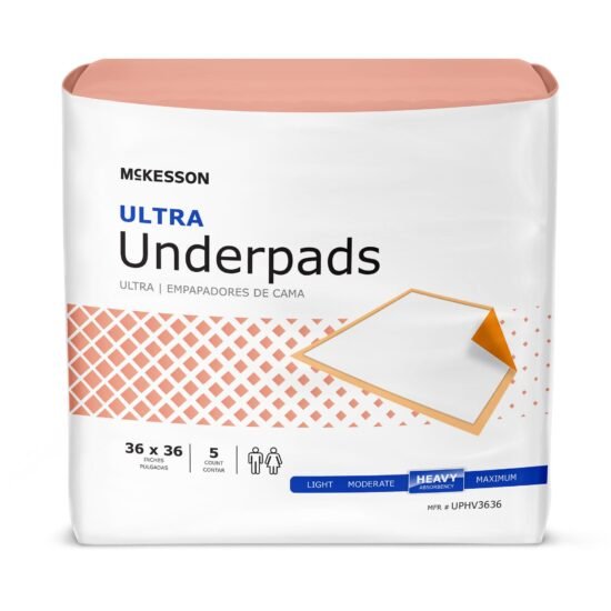 Underpad McKesson Ultra 36 X 36 Inch Disposable Fluff / Polymer Heavy Absorbency 724038 - UPHV3636 724038 – UPHV3636