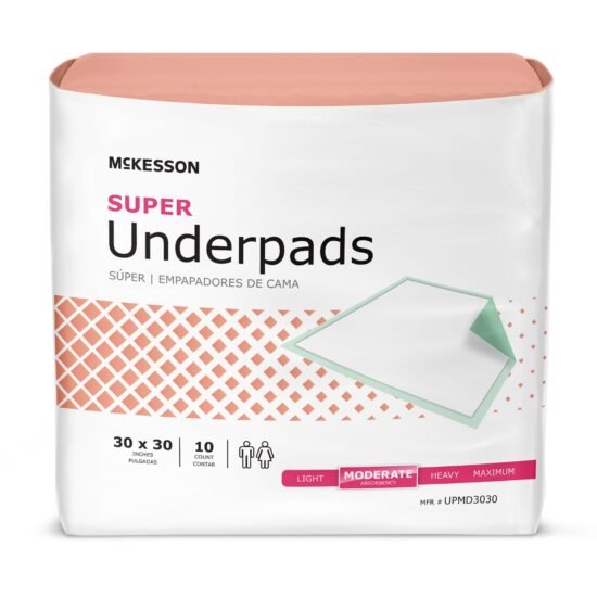 Underpad McKesson Super 30 X 30 Inch Disposable Fluff / Polymer Moderate Absorbency 724049 - UPMD3030 724049 – UPMD3030