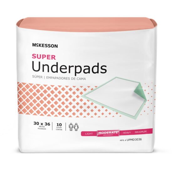 Underpad McKesson Super 30 X 36 Inch Disposable Fluff / Polymer Moderate Absorbency 724050 - UPMD3036 724050 – UPMD3036