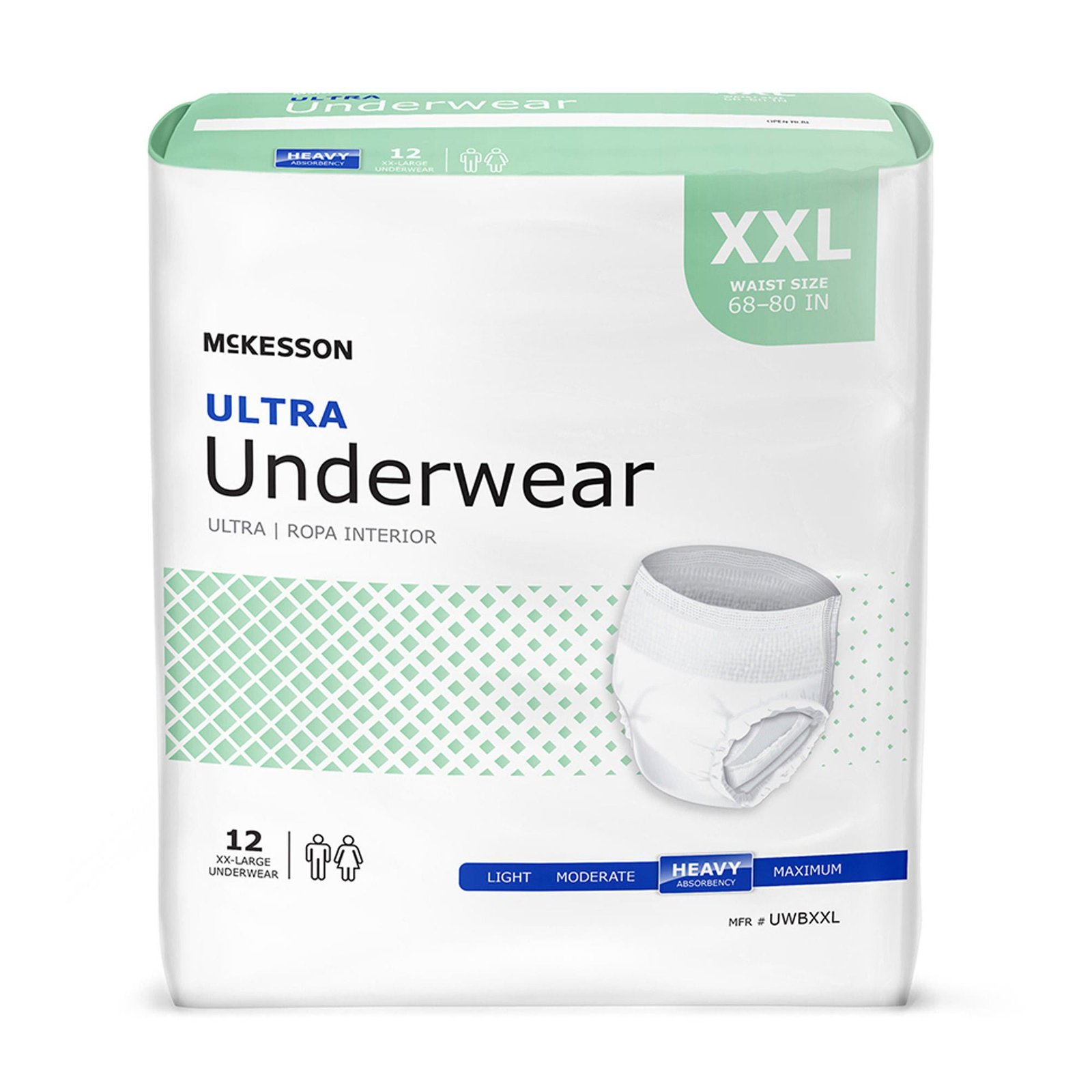 Unisex Adult Absorbent Underwear McKesson Ultra Pull On with Tear Away Seams 2X-Large Disposable Heavy Absorbency 724919 - UWBXXL 724919 – UWBXXL