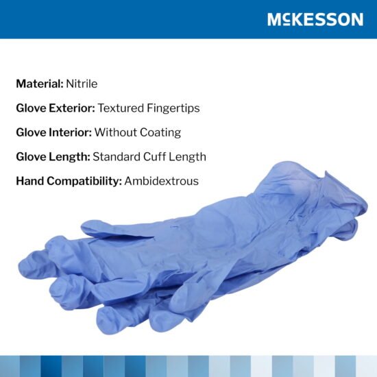 Exam Glove McKesson Confiderm® 3.5C Large NonSterile Nitrile Standard Cuff Length Textured Fingertips Blue Chemo Tested 765876 - 14-6978C 765876 – 14-6978C