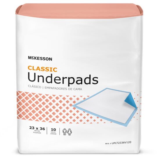 Underpad McKesson Classic 23 X 36 Inch Disposable Fluff / Polymer Light Absorbency 768332 - UPLT2336V120 768332 – UPLT2336V120