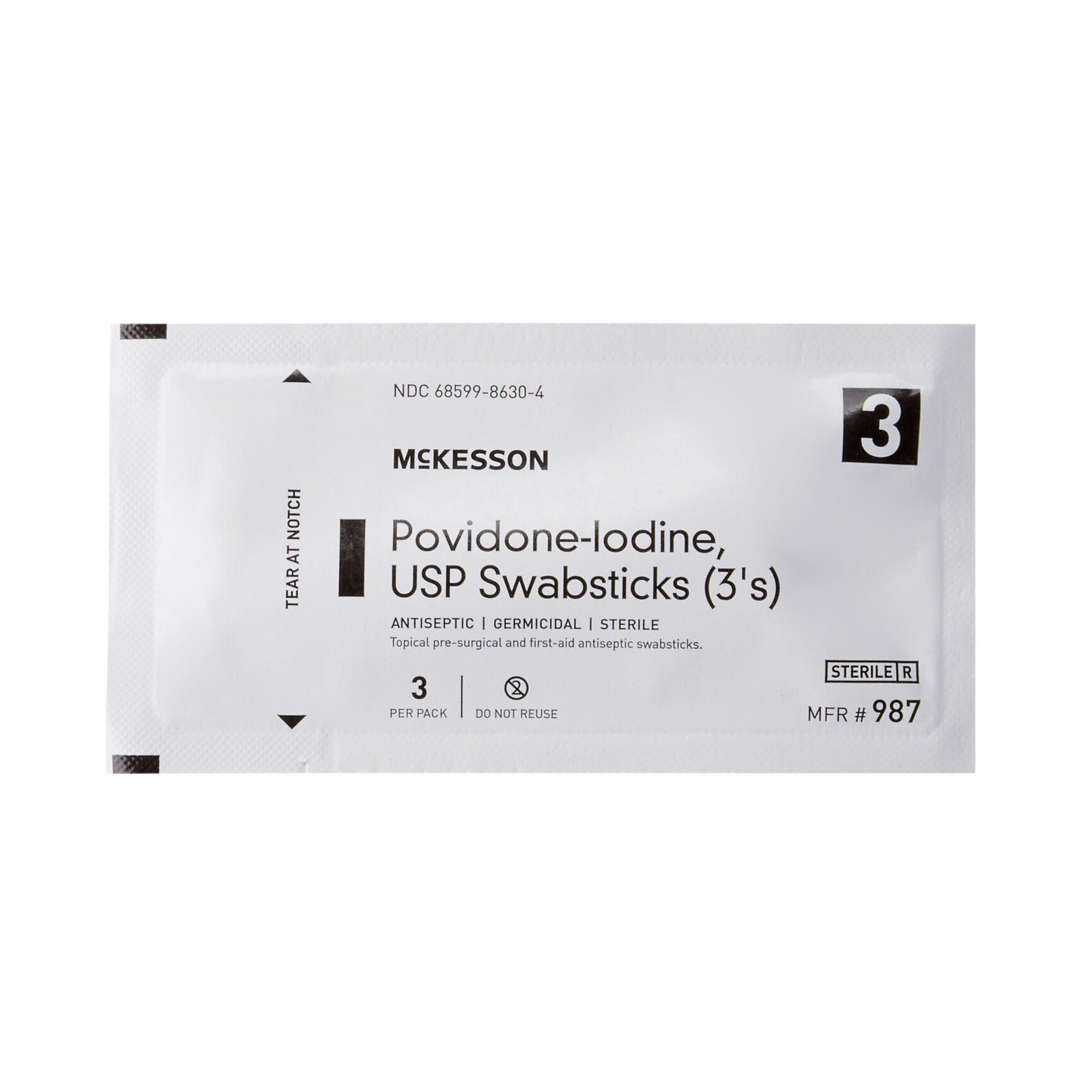Impregnated Swabstick McKesson 10% Strength Povidone-Iodine Individual Packet Sterile 854753 - 987 854753 – 987 - Image 3
