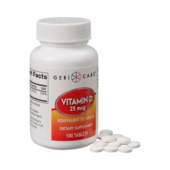 Vitamin Supplement Geri-Care® Vitamin D3 1000 IU Strength Tablet 100 per Bottle 866980 - 876-01-GCP 866980 – 876-01-GCP