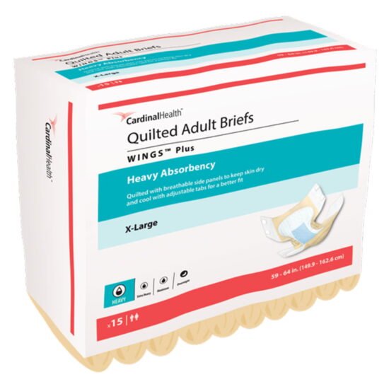 Unisex Adult Incontinence Brief Wings™ X-Large Disposable Heavy Absorbency 868374 - 66035 868374 – 66035