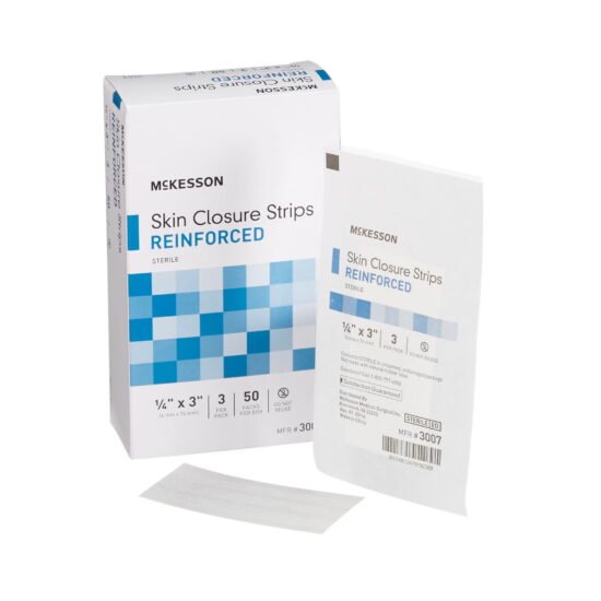 Skin Closure Strip McKesson 1/4 X 3 Inch Nonwoven Material Reinforced Strip White 876306 - 3007 876306 – 3007