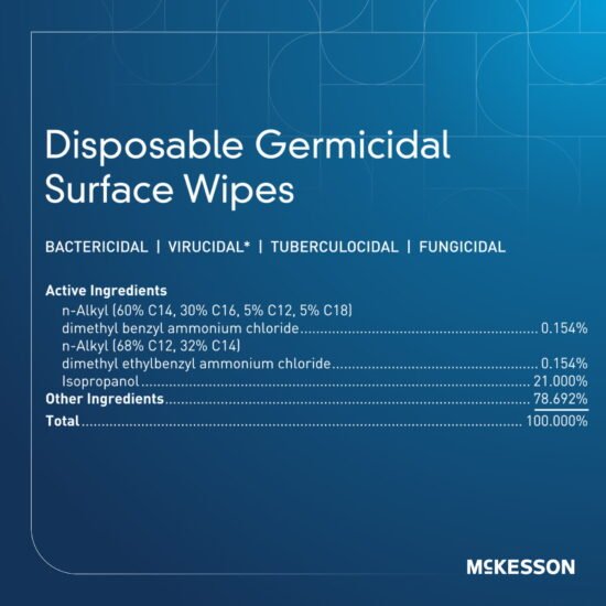 McKesson Surface Disinfectant Premoistened Manual Pull Wipe 160 Count Canister Disposable Alcohol Scent NonSterile 880563 - 50-66160 880563 – 50-66160