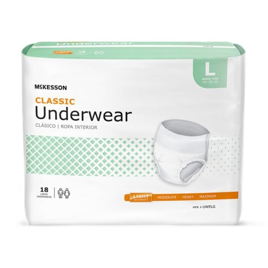 Unisex Adult Absorbent Underwear McKesson Classic Pull On with Tear Away Seams Large Disposable Light Absorbency 884176 - UWELG 884176 – UWELG