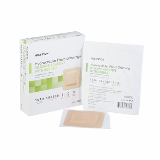 Silicone Foam Dressing McKesson 3 X 3 Inch Square Silicone Adhesive with Border Sterile 886431 - 4842 886431 – 4842