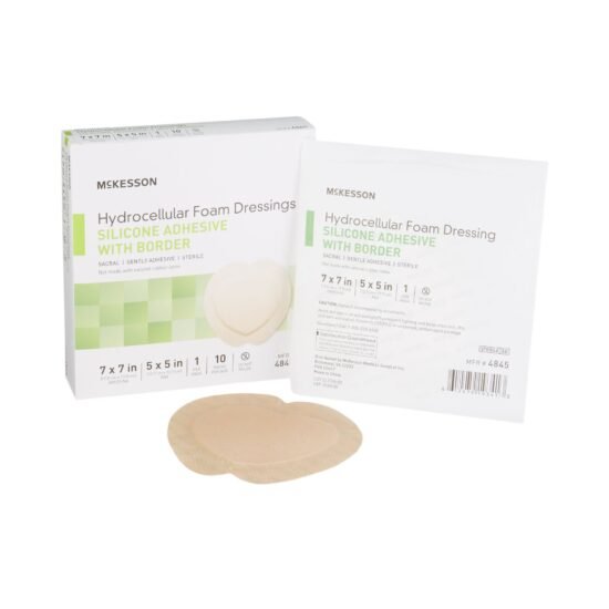 Silicone Foam Dressing McKesson 7 X 7 Inch Sacral Silicone Adhesive with Border Sterile 886434 - 4845 886434 – 4845
