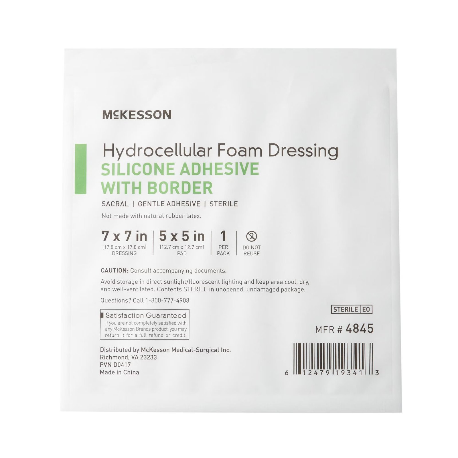 Silicone Foam Dressing McKesson 7 X 7 Inch Sacral Silicone Adhesive with Border Sterile 886434 - 4845 886434 – 4845 - Image 3